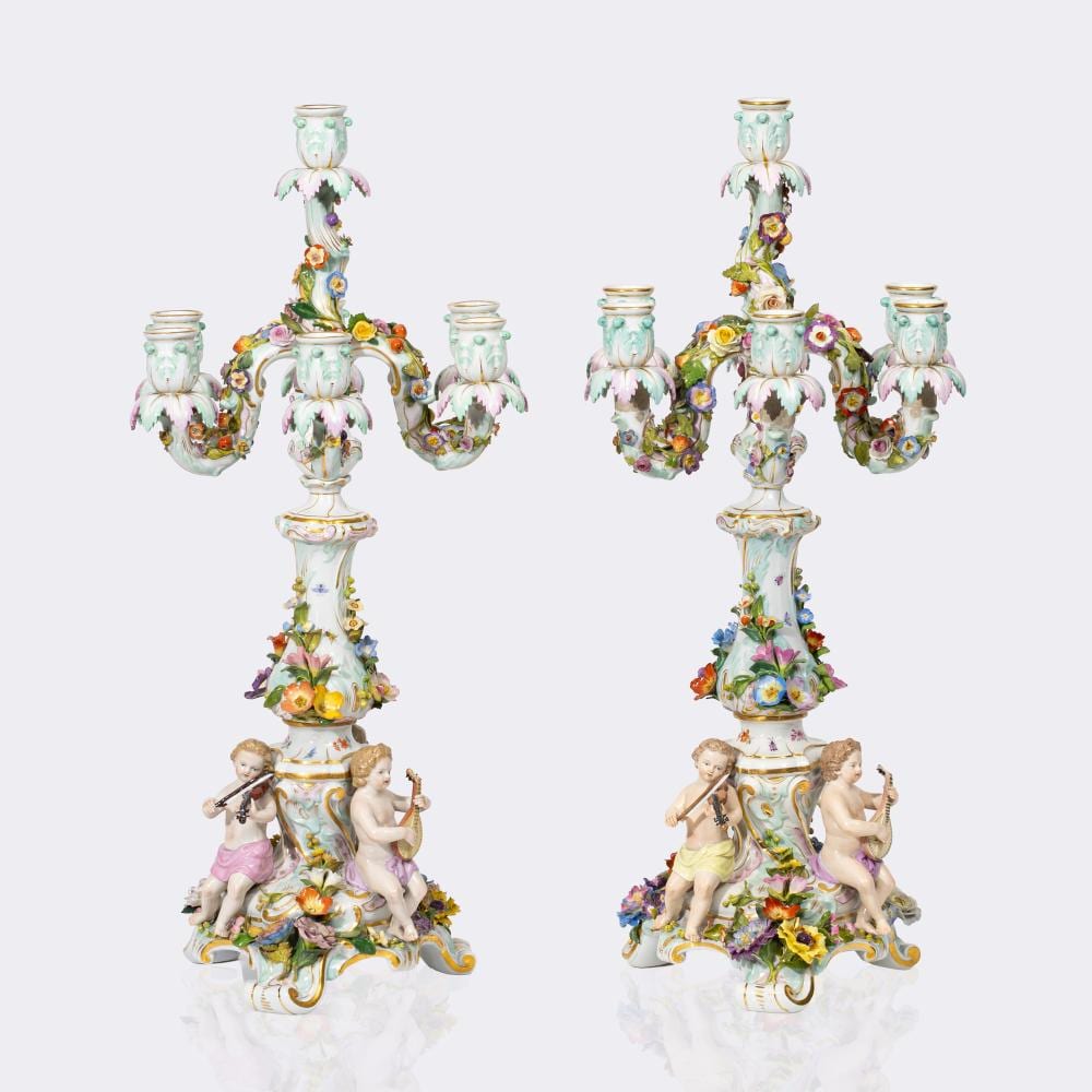 Ernst August Leuteritz comparable auction result: ernst august leuteritz meissen 1818 meissen 1893 a pair of splendid seven flamed girandoles the music