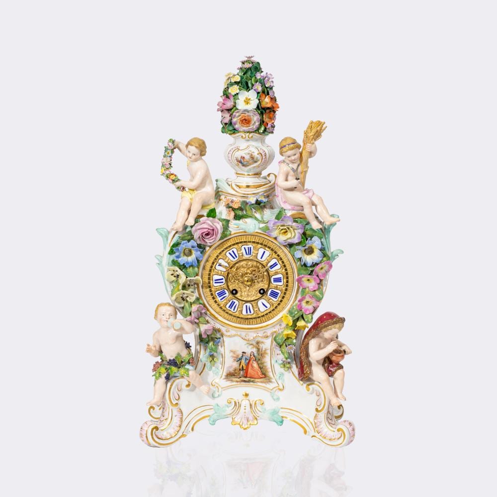 Ernst August Leuteritz comparable auction result: ernst august leuteritz meissen 1818 meissen 1893 magnificent mantel clock four seasons