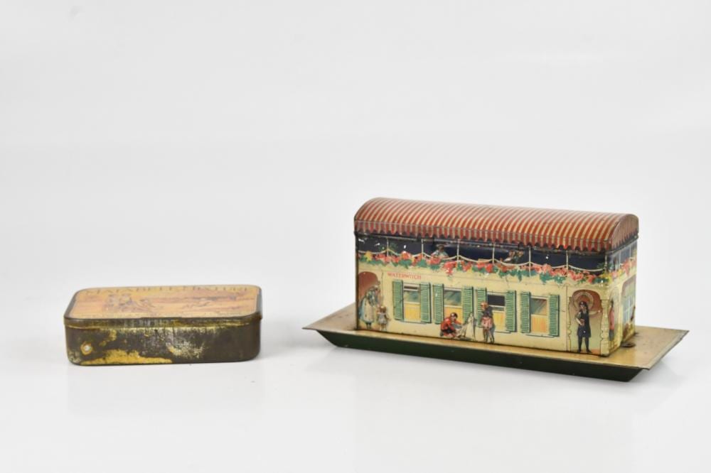 John Wood comparable auction result: matabele mixture an advertising john wood sons cigar and tobacco tin and a novelty example formed as the waterwitch vessel building for jacob co 2