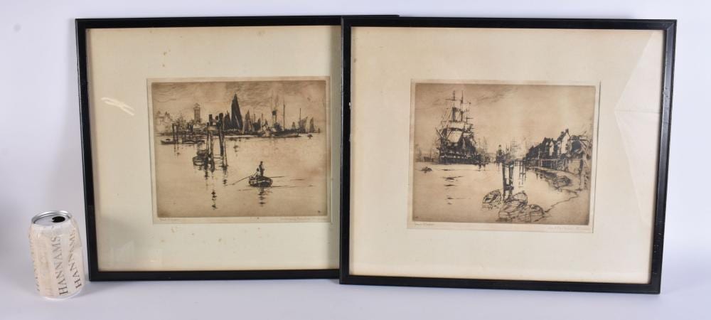 Frank H. Mason comparable auction result: frank henry mason 1875 1965 pair etchings harbour scenes 45 cm x 38 cm each engraving 25 5 cm x 22 cm
