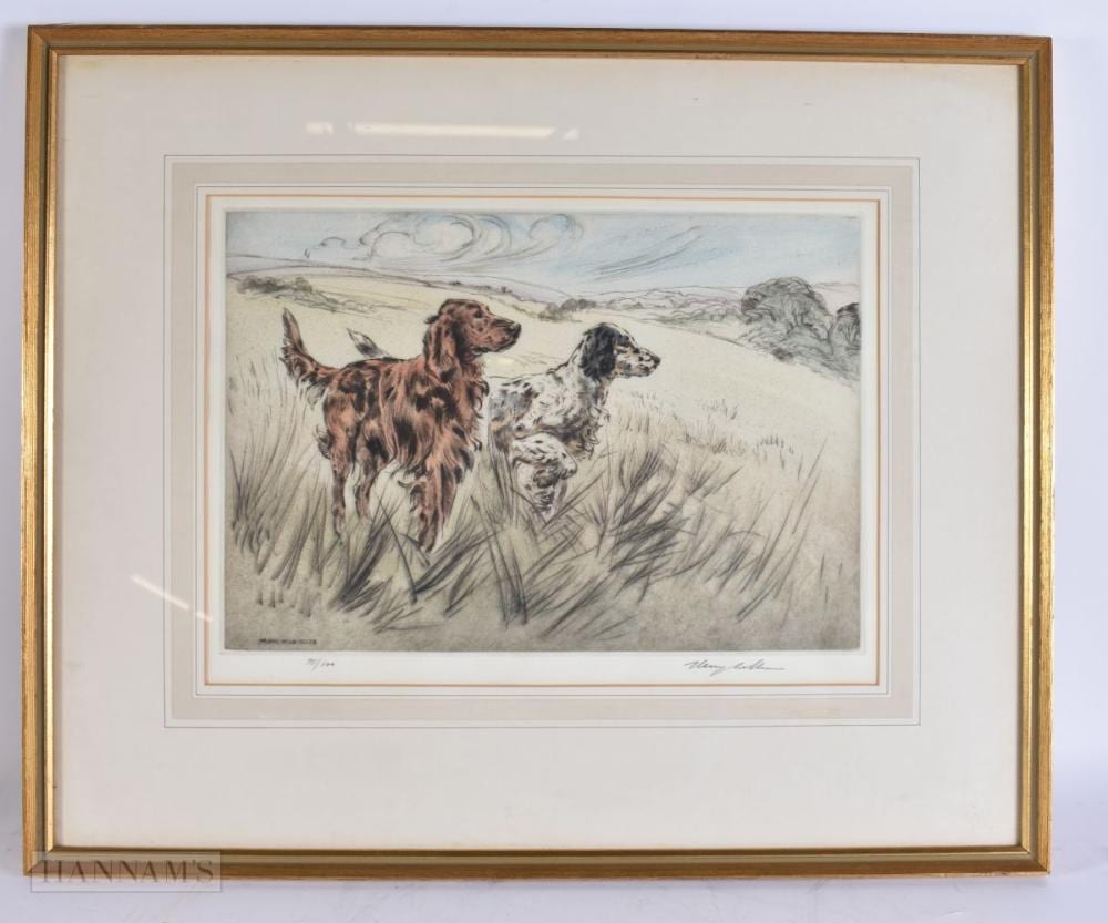 Henry Wilkinson comparable auction result: henry wilkinson 20th century english coloured etching dogs 58 cm x 48 cm image 38 cm x 28 cm