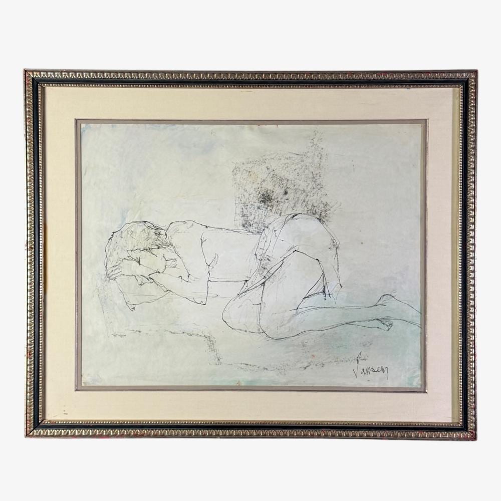 Jean Jansem comparable auction result: jean jansem mixed media on heavy paper languid model