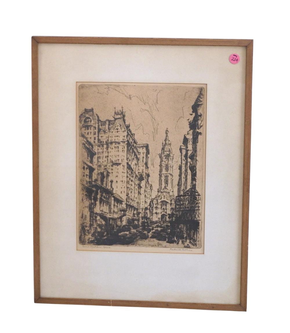 frederick robbins signed etching broad street from spruce · Charleston Estate Services Auctions & Appraisals · 2026-05-31 Frederick Robbins comparable auction result: frederick robbins signed etching broad street from spruce
