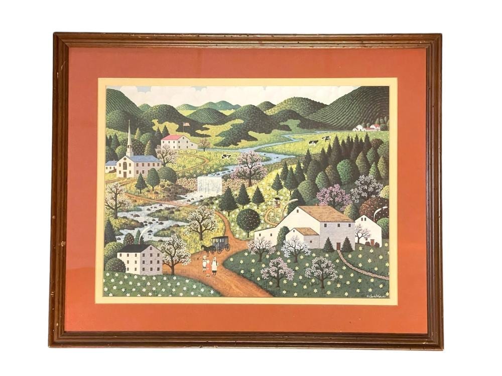 Charles Wysocki comparable auction result: charles wysocki country road framed print