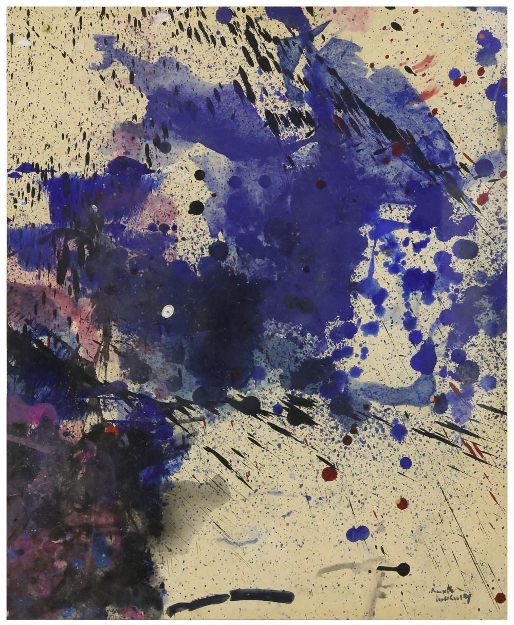 Marcelle Loubchansky comparable auction result: marcelle loubchansky d 1988 abstract watercolor acrylic painting