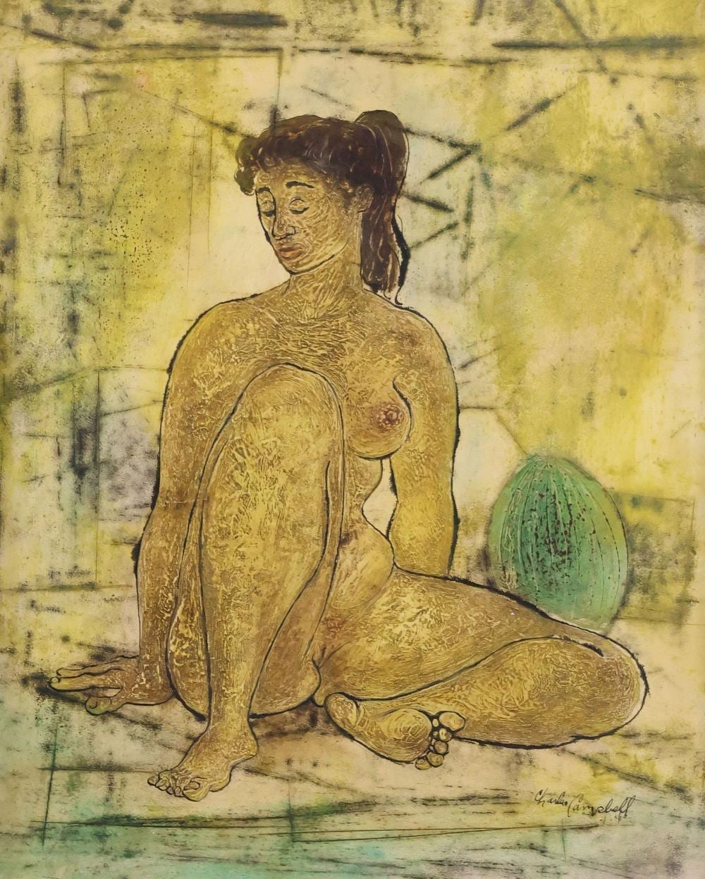 Charles Malcolm Campbell comparable auction result: charles malcolm campbell d 1985 painting seated female nude