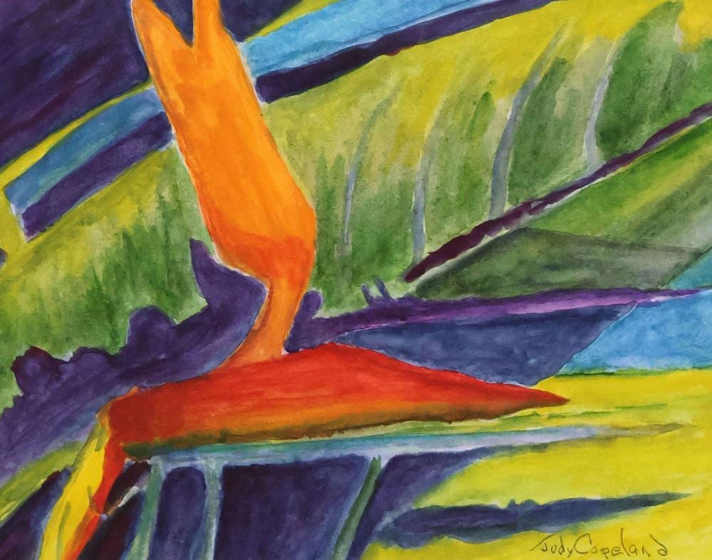 Judy Copeland comparable auction result: judy copeland b 1943 watercolor painting birds of paradise