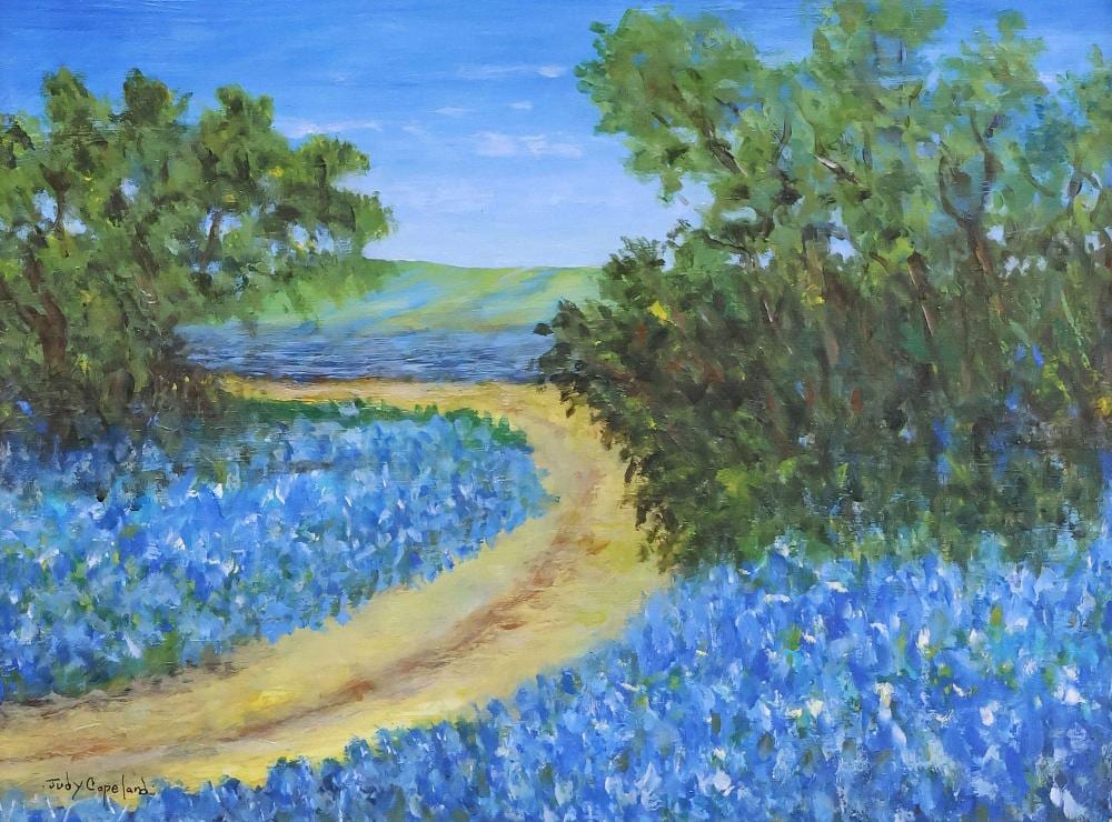 Judy Copeland comparable auction result: judy copeland b 1943 acrylic painting bluebonnet road