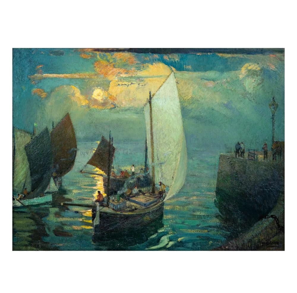 Hayley Lever comparable auction result: hayley lever american 1876 1958 harbor by moonlight st ives