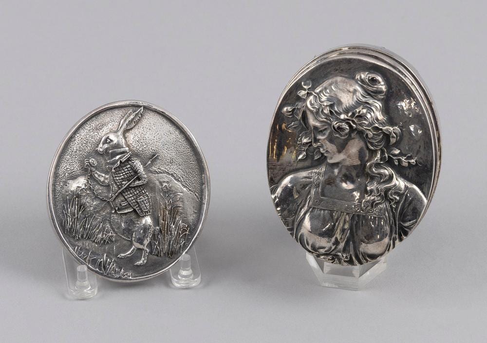 Henryk Winograd comparable auction result: henryk winograd poland america 1917 2008 two sterling silver repouss plaques heights 2 25 and 2 5
