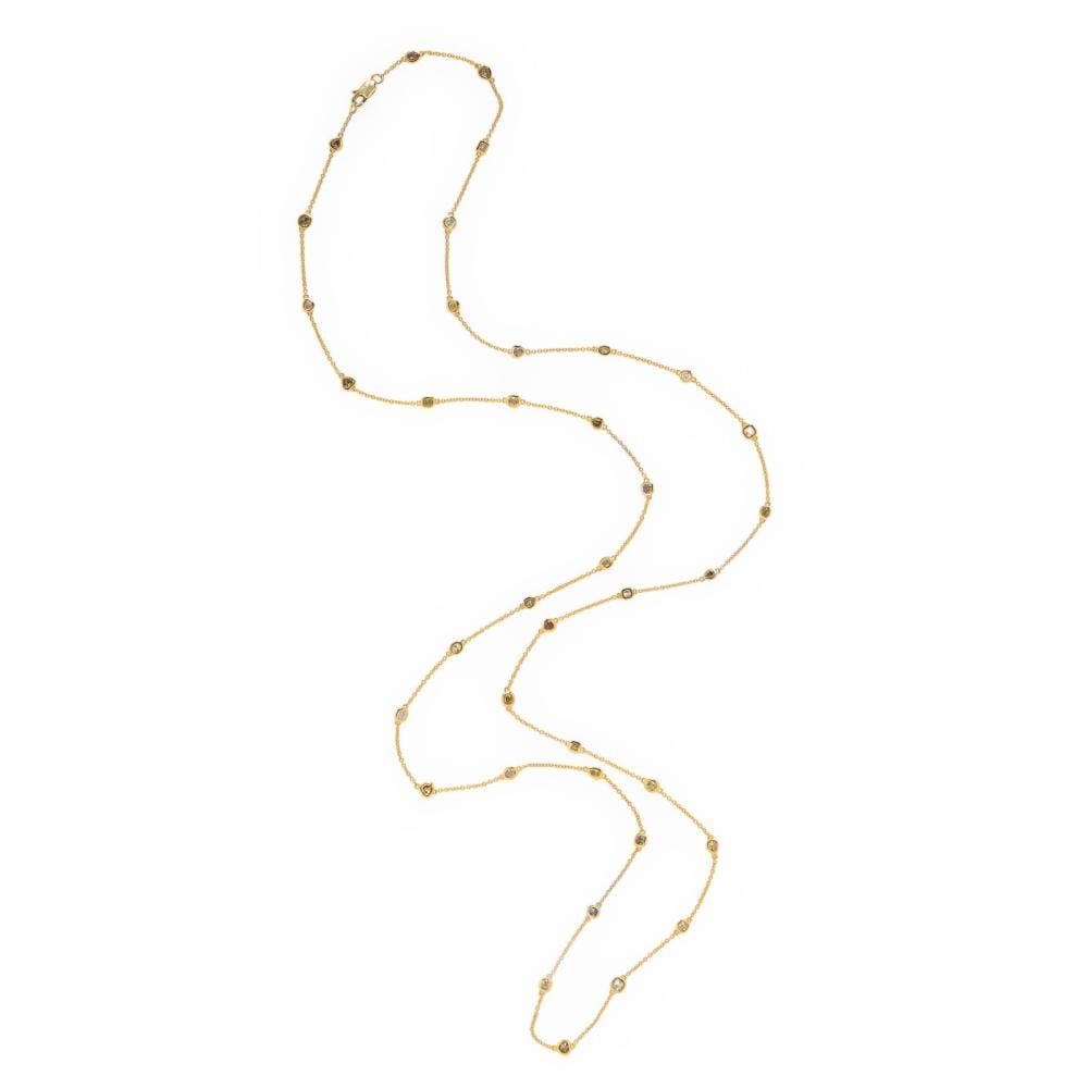 Adophe Pietri-Corsen comparable auction result: hubert diamond colored diamond and yellow gold station necklace