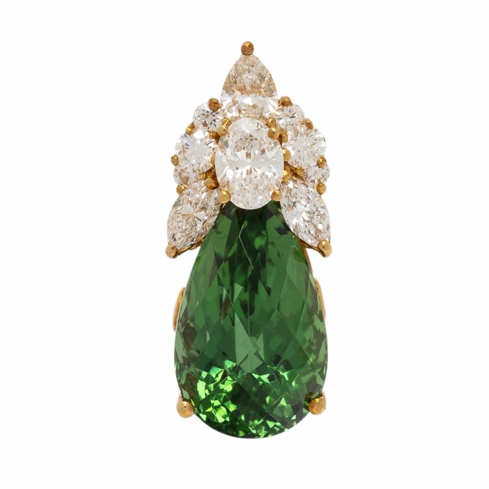 Henry Dunay comparable auction result: henry dunay green tourmaline diamond and yellow gold pendant