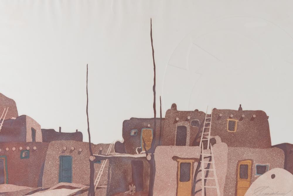 Norma Andraud comparable auction result: norma andraud arizona 1941 pueblo scene embossed etching 48 140