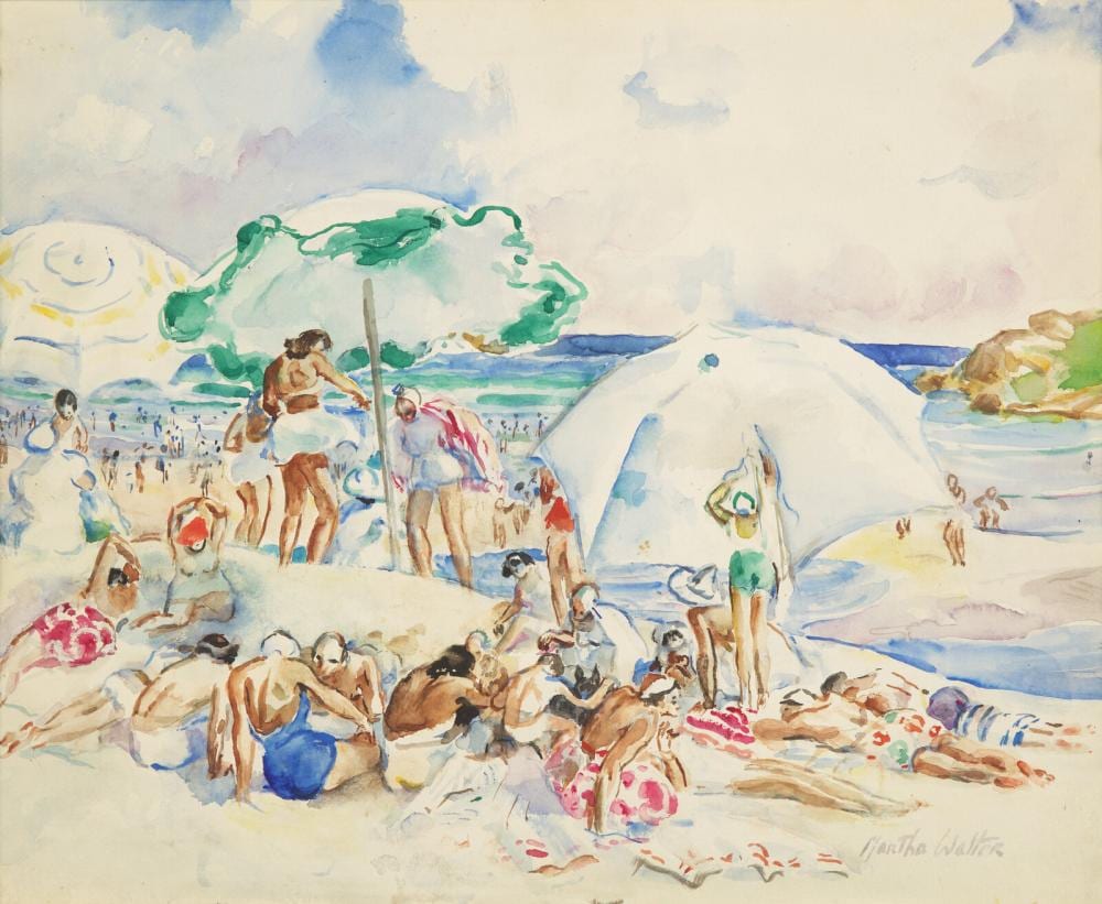Martha Walter comparable auction result: martha walter american 1875 1976 umbrellas on bass rocks beach