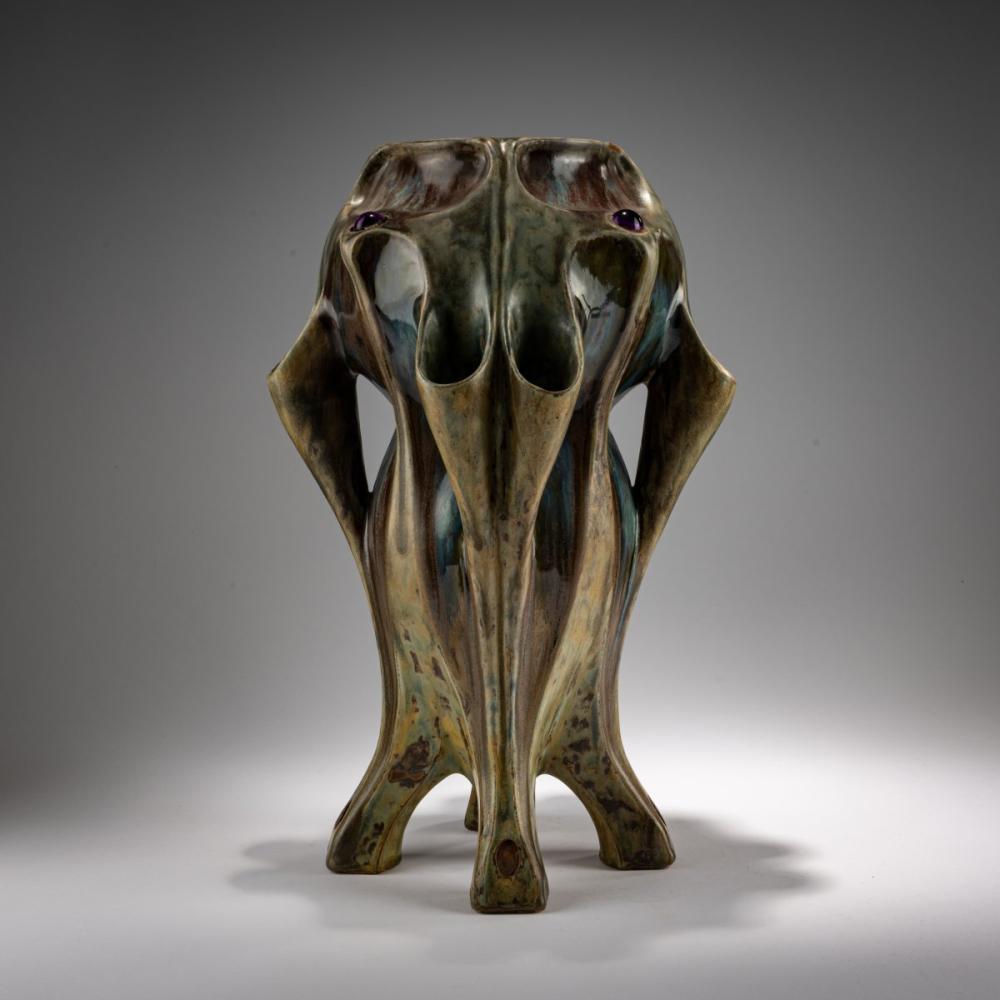 Joseph Mougin comparable auction result: joseph mougin tall vase on four feet c 1900