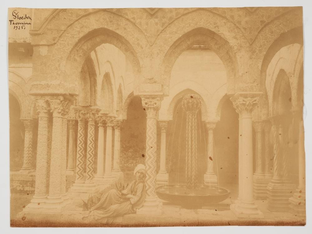 Wilhelm von Gloeden comparable auction result: wilhelm von gloeden 1856 1931 young man sitting in a cloister 1925
