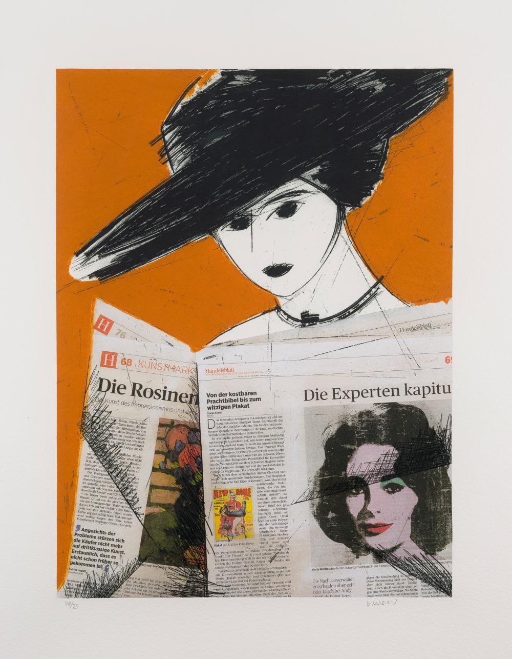 Manuel Valdés comparable auction result: manolo valdes dame mit hut und zeitung