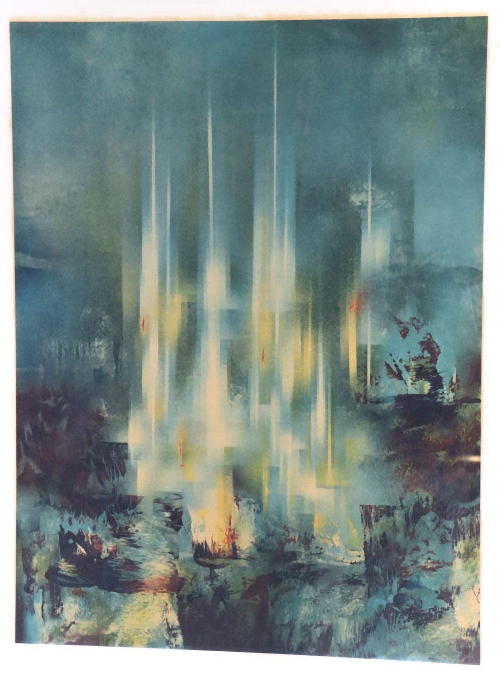 Leonardo Nierman comparable auction result: leonardo nierman prismatic city lithograph