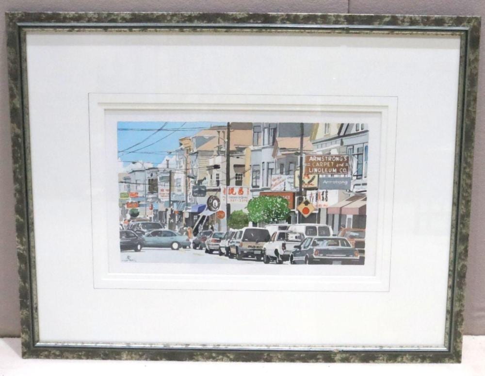 Ilkin Deniz comparable auction result: ilkin deniz turkish b 1961 chinatown st watercolor