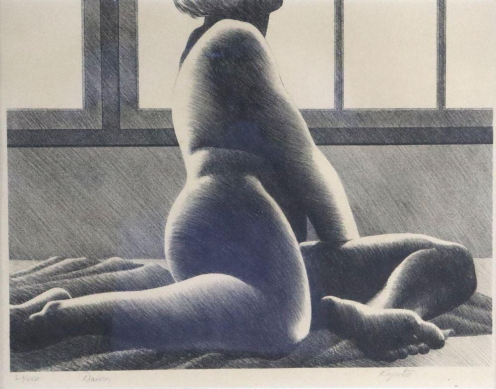 Hugh Kepets comparable auction result: hugh kepets american b 1946 dawn lithograph