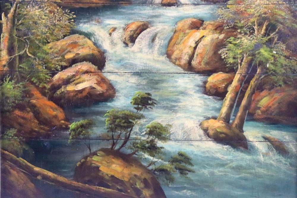 Bob Ross comparable auction result: in the manner of bob ross oil painting on board