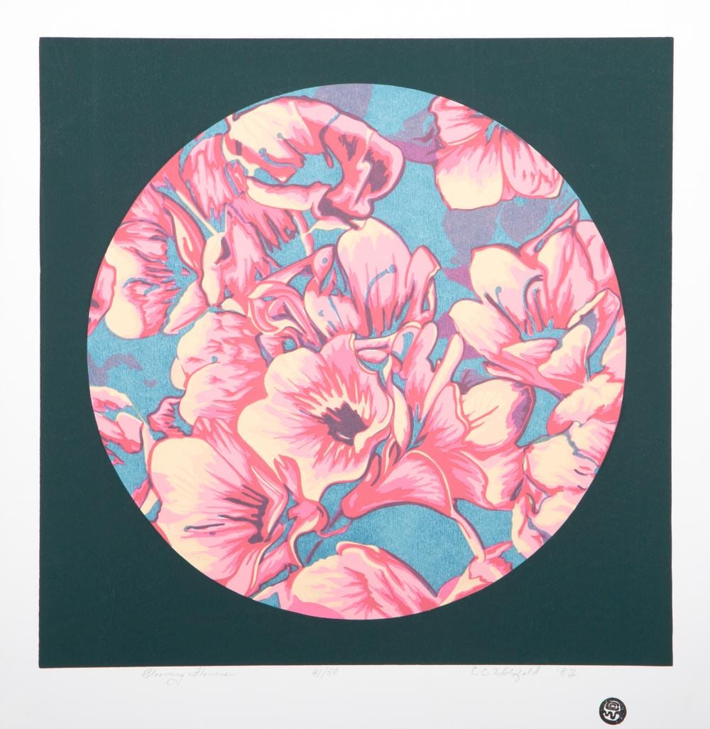 Cindy Wolsfeld comparable auction result: cindy wolsfeld blooming flowers screenprint