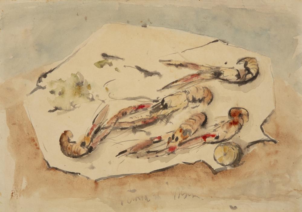 Filippo de Pisis comparable auction result: filippo de pisis ferrara 1896 milano 1956 natura morta con scampi 1931