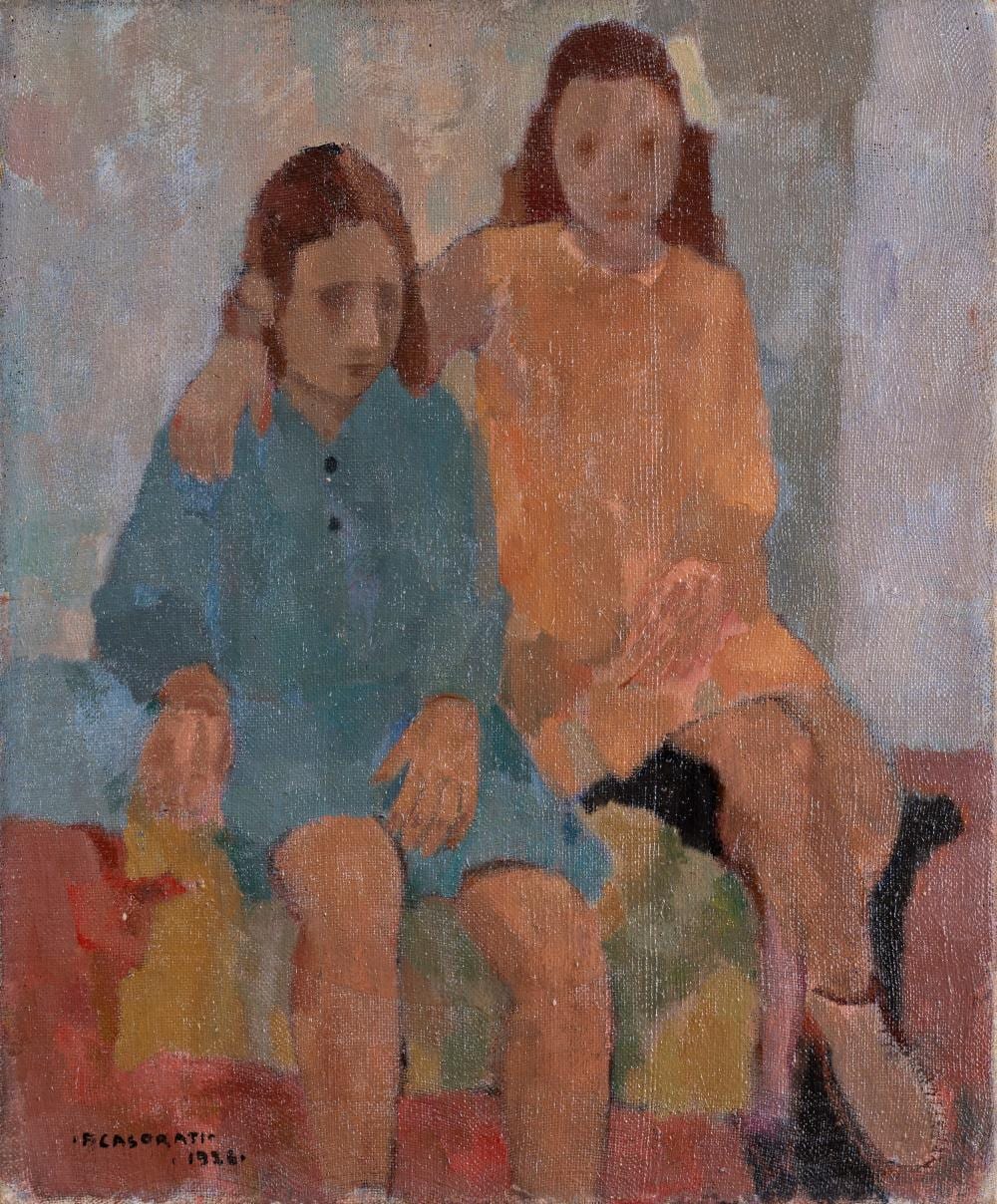 Felice Casorati comparable auction result: felice casorati novara 1883 torino 1963 due sorelle 1926