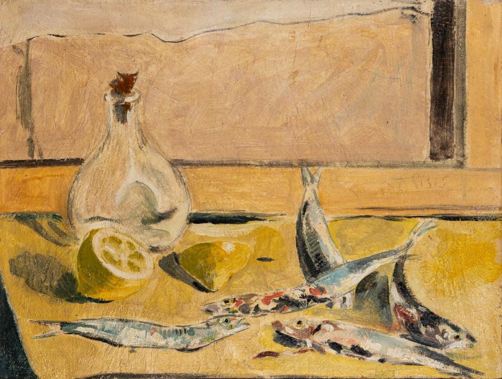 Filippo de Pisis comparable auction result: filippo de pisis ferrara 1896 milano 1956 still life with fish lemons and bottle 1926