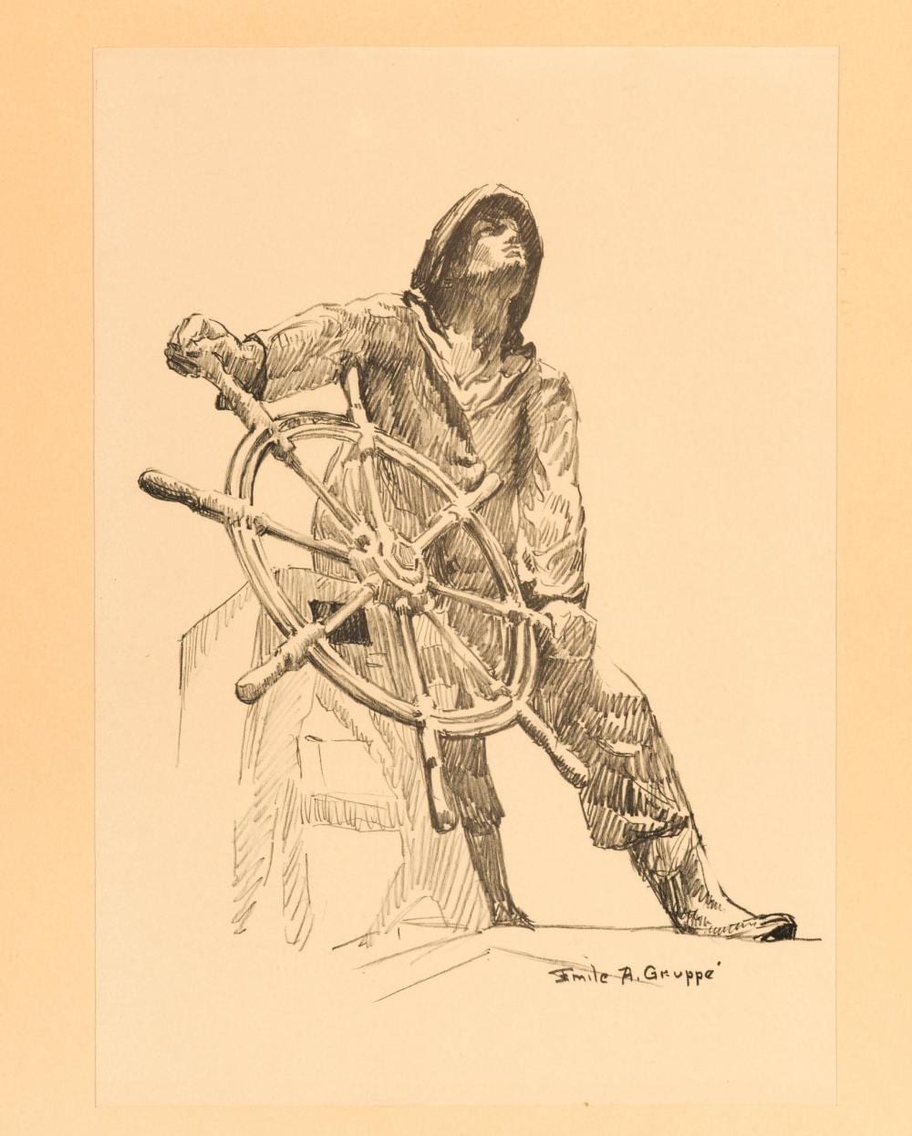 Emile Albert Gruppe comparable auction result: original drawing emile albert gruppe