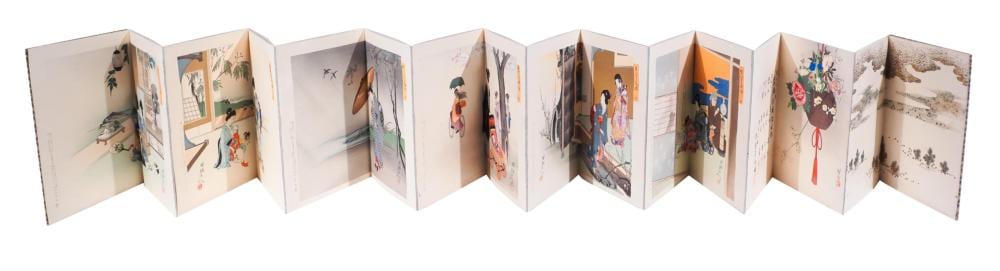Toyohara Chikanobu comparable auction result: toyohara chikanobu japanese 1838 1912 azuma furya twelve months twelve prints each a folded oban yoko e each approximately 9 1 2 x 14 in 241 x 356 mm
