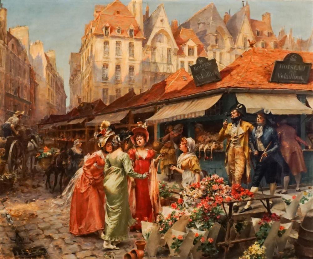 Henri Victor Lesur comparable auction result: henri victor lesur french 1863 1900 les halles oil on panel 19 x 24 in 48 3 x 61 cm frame 28 x 32 in 71 1 x 81 3 cm