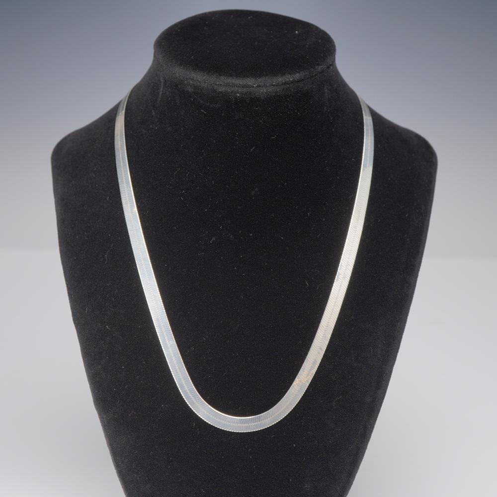 Jean Arp comparable auction result: italian sterling silver herringbone chain necklace by han