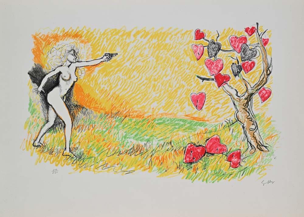 Renato Guttuso comparable auction result: renato guttuso bagheria 1911 rome 1987 hearts