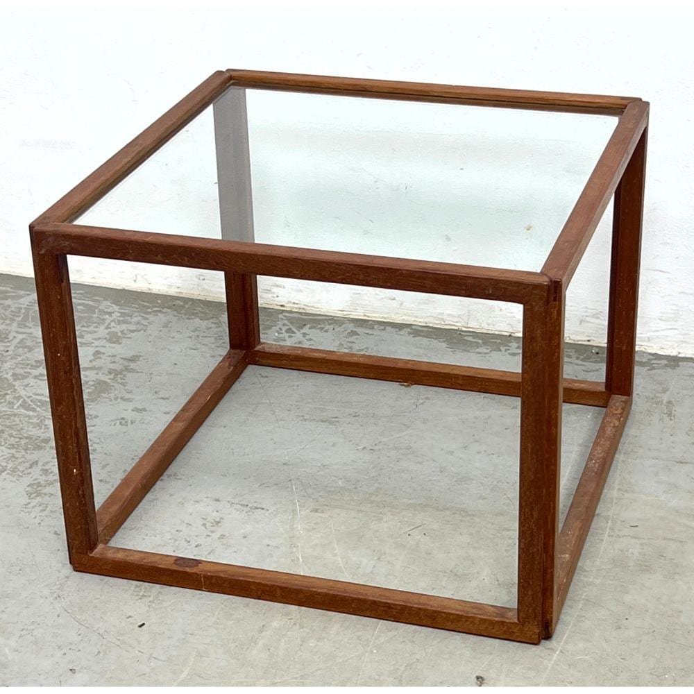 Kai Kristiansen comparable auction result: vintage danish mid century modern teak and glass cube side table designed by kai kristiansen