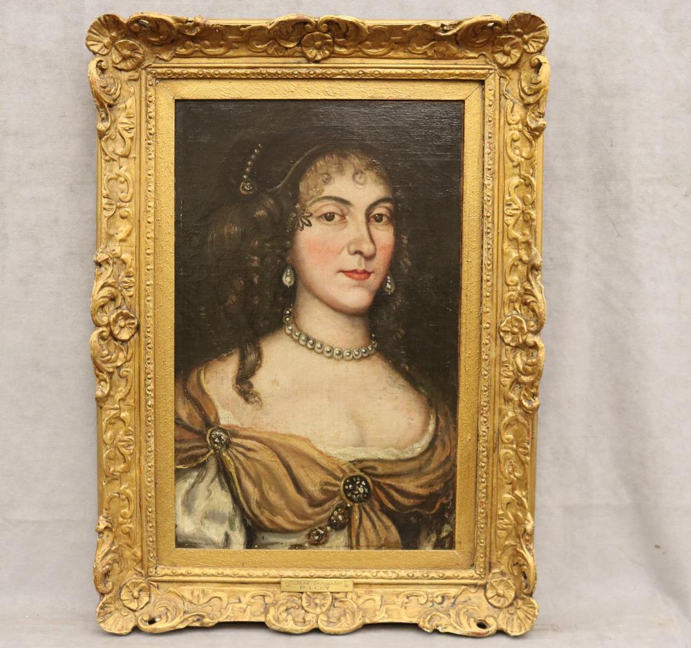 Peter Lely comparable auction result: peter lely after english 17th century portrait of catherine of braganza queen consort of england scotland and ireland oil on canvas 22 x 14 inches frame 30 x 22 inches