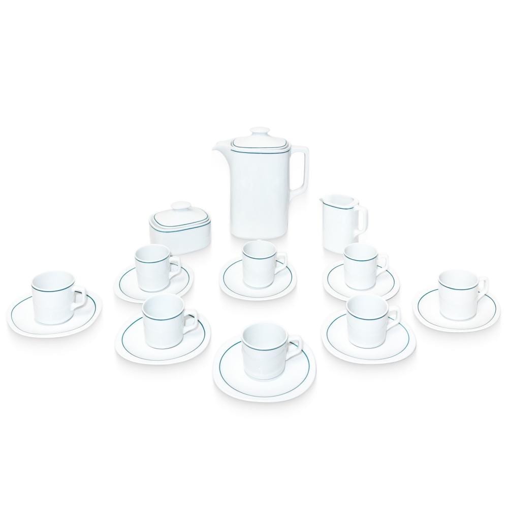 Limoges comparable auction result: limoges white deco style coffee set with green border