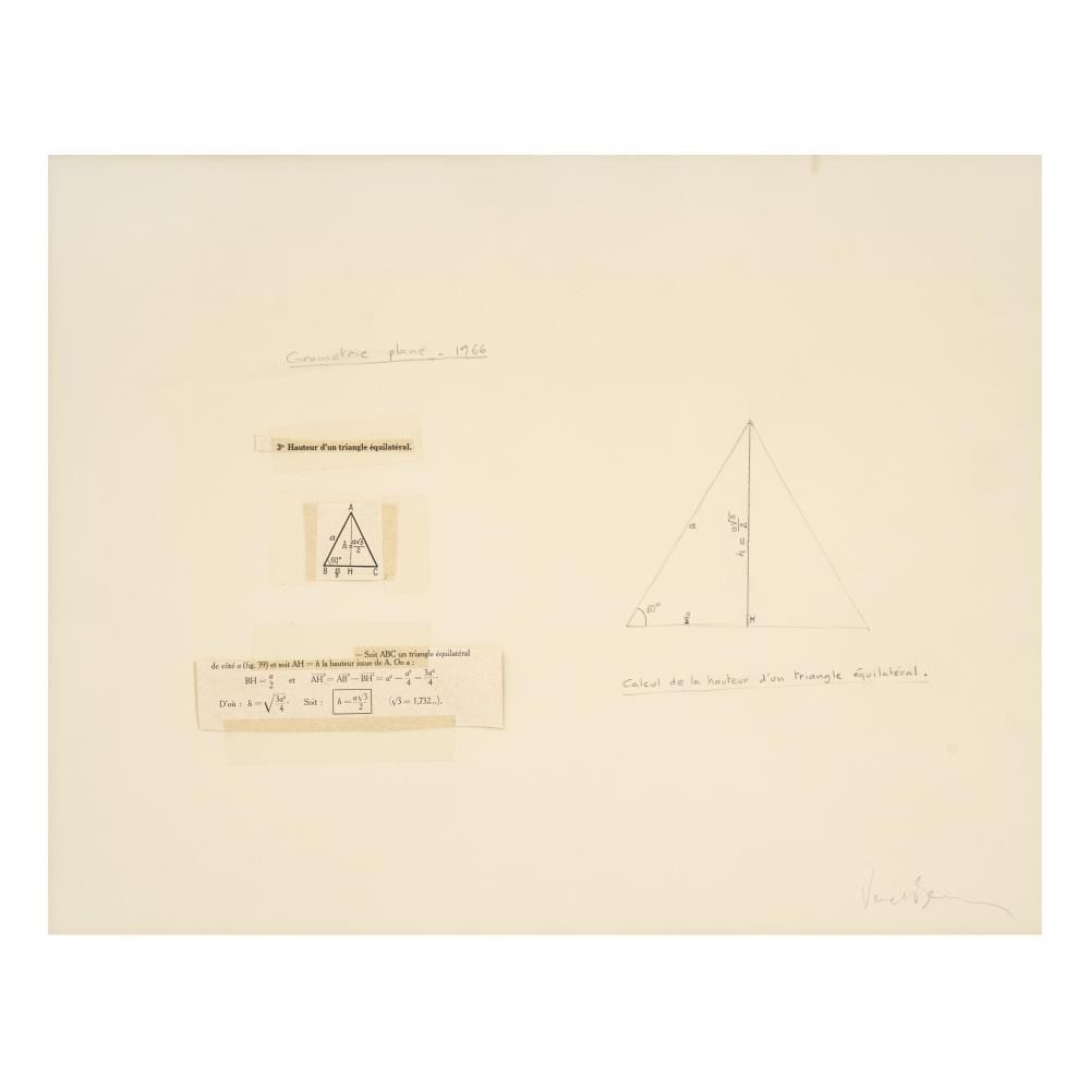 Bernar Venet comparable auction result: bernar venet n 1941 calcul de la hauteur d un triangle quilat ral 1966