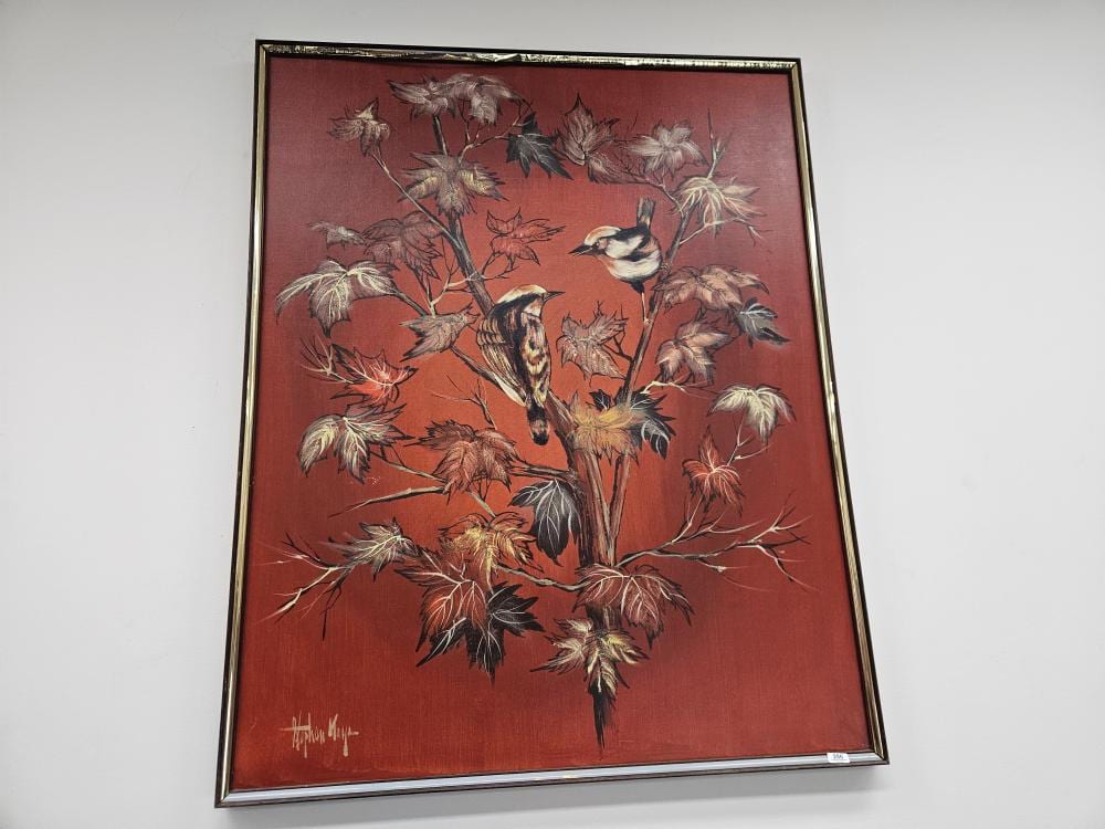 Stephen Kaye comparable auction result: stephen kaye 20th century canada birds on tree branch oil on canvas sig