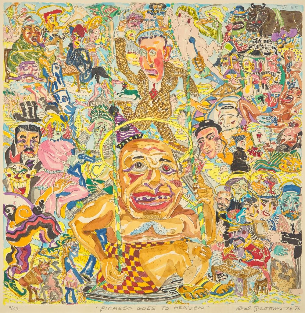Red Grooms comparable auction result: red grooms american b 1937 picasso goes to heaven ii 1976