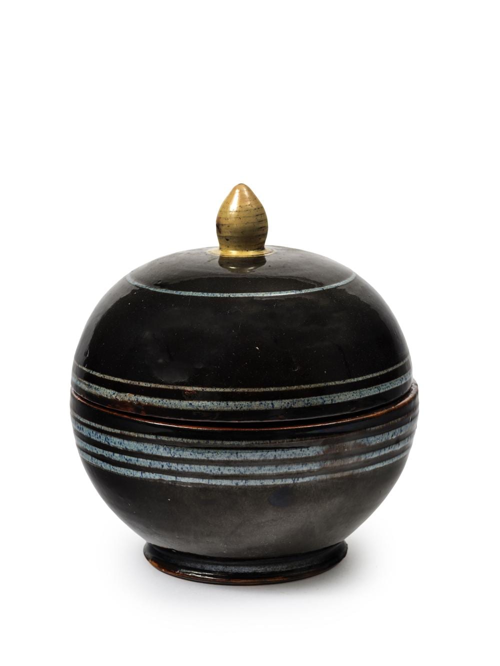 Francis Jourdain comparable auction result: francis jourdain 1876 1958 pot couvert corps sph rique en c ramique maill e d cor de lignes superpos es bleu sur fond noir
