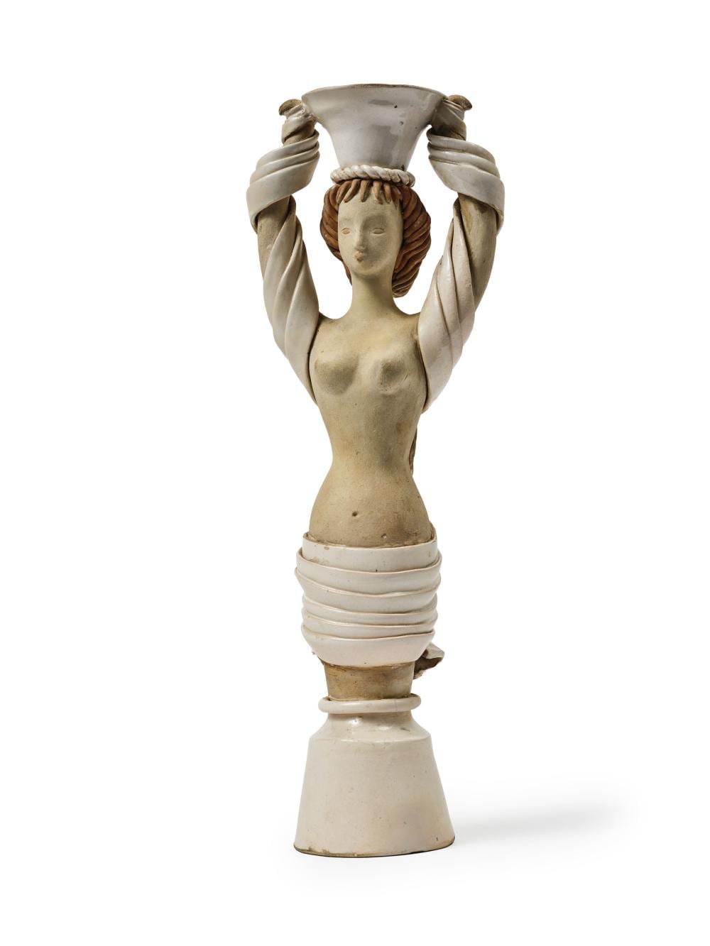 Colette Gueden comparable auction result: colette gueden 1905 2000 bougeoir anthropomorphe en terre de saint leu maill e blanche et crue