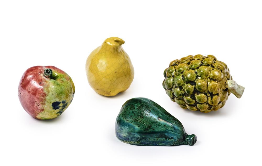 Georges Jouve comparable auction result: georges jouve 1910 1964 ensemble de quatre fruits en c ramique maill e polychrome