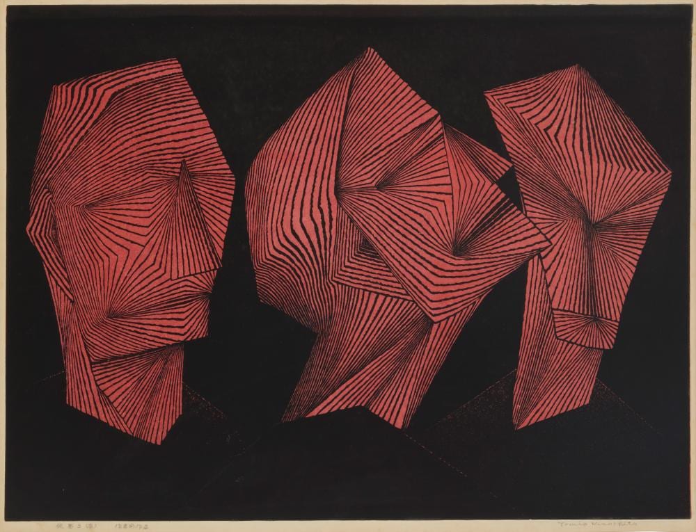 tomio kinoshita 1923 2014 kamen 3 masks 3 1957 · John Moran Auctioneers · 2026-06-16 Tomio Kinoshita comparable auction result: tomio kinoshita 1923 2014 kamen 3 masks 3 1957