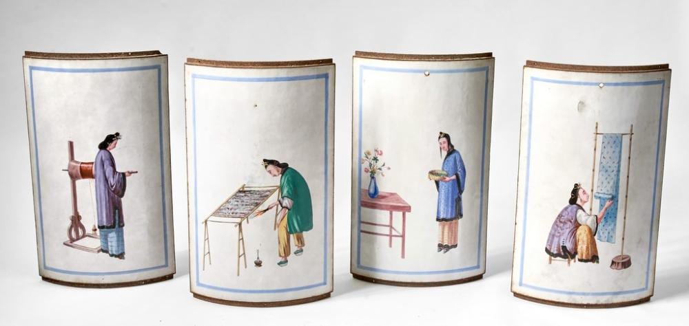 Antoine Vollon comparable auction result: antoine vollon 1833 1900 attribu e suite de quatre plaques de cuve de dessiccateur en fonte bomb e et maill e