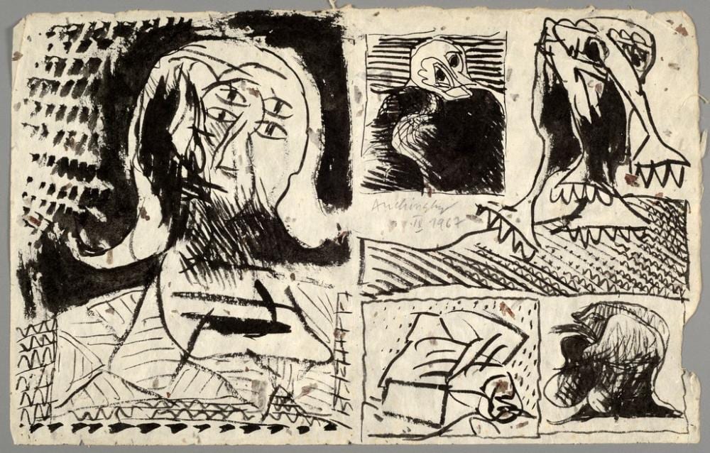 Pierre Alechinsky comparable auction result: pierre alechinsky n en 1927 composition
