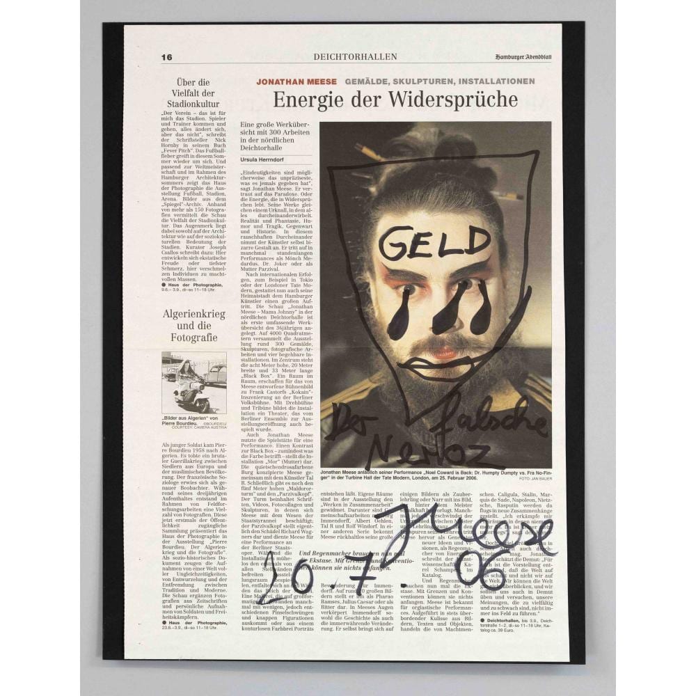 Jonathan Meese comparable auction result: jonathan meese 1970 der falsch