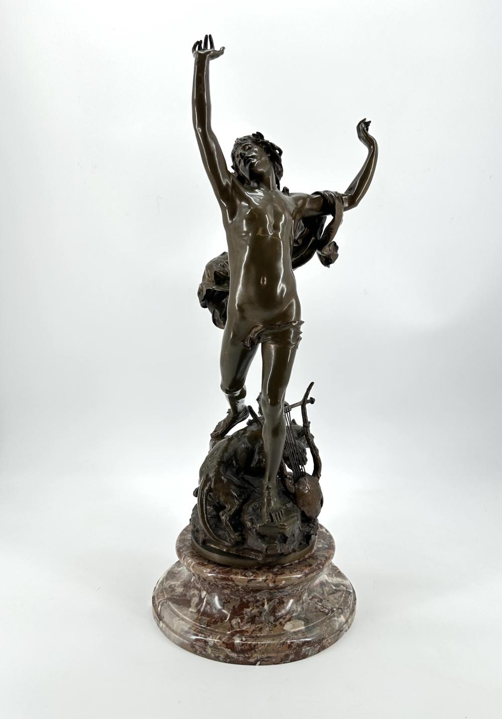 Raoul Charles Verlet comparable auction result: raoul verlet 1857 1923 orph e sculpture en bronze patine brune ht 62 cm 72 cm incluant la base en marbre fournie barbedienne fondeur
