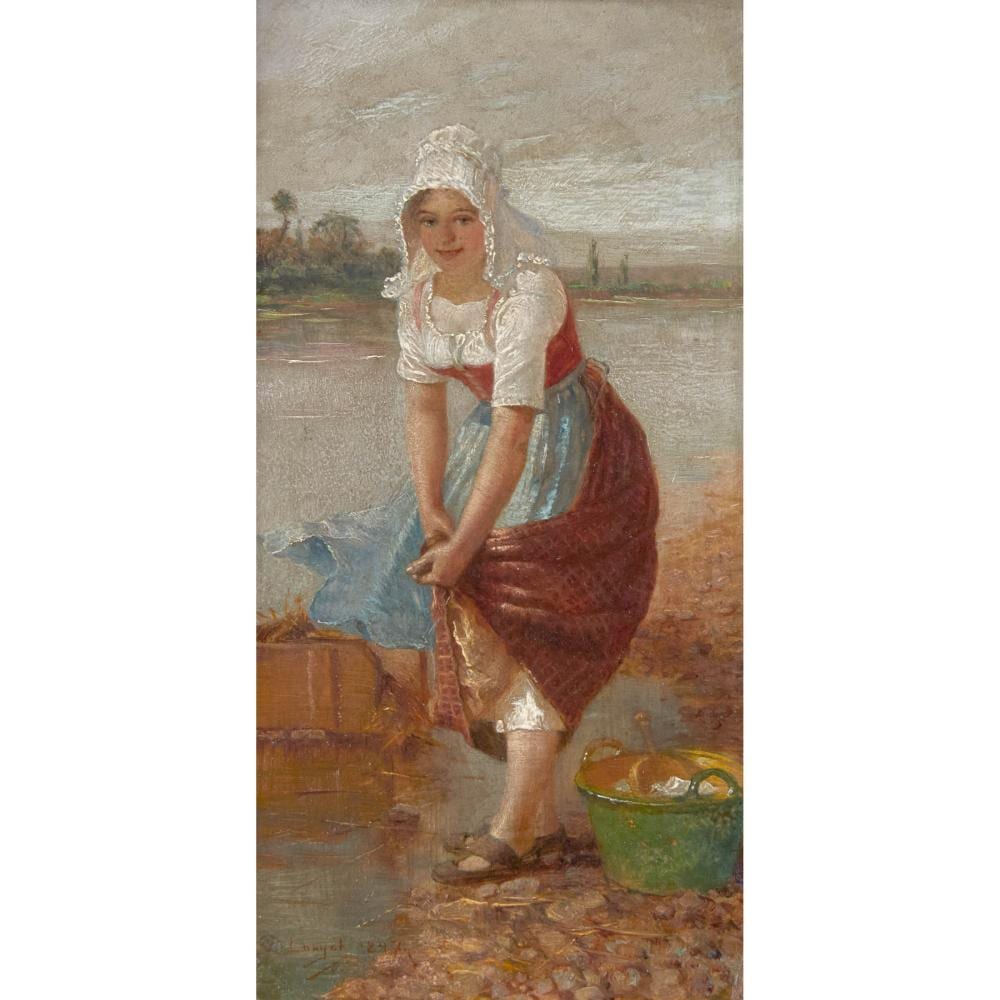Edmond Louyot comparable auction result: edmond louyot 1861 1909 young woman doing laundry 1897