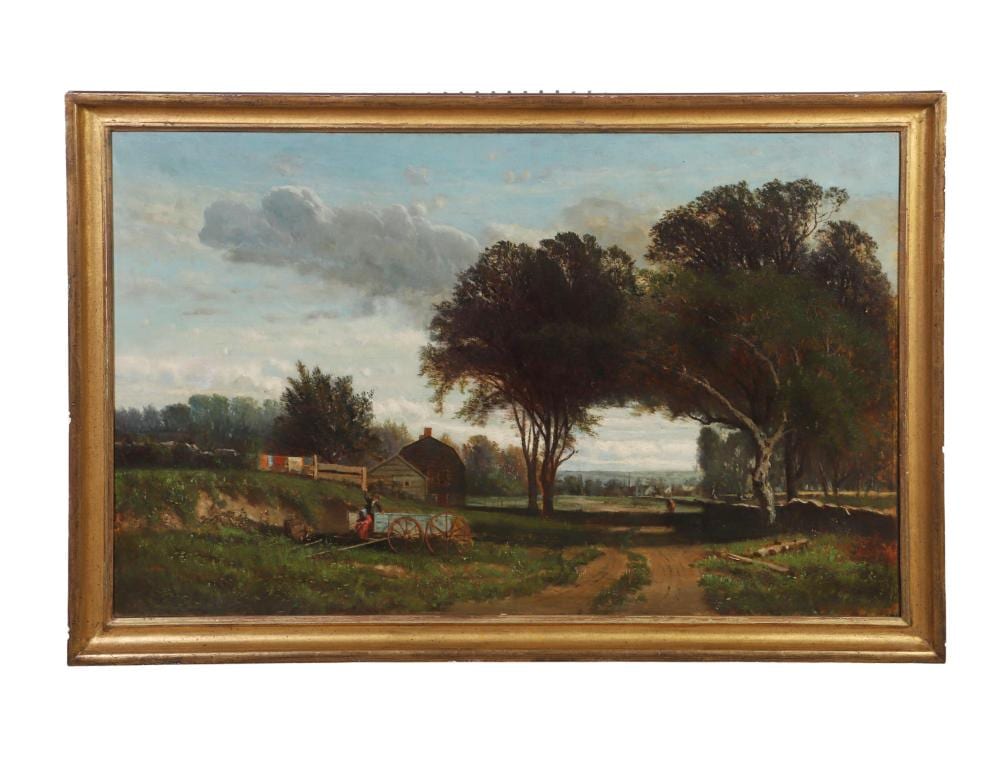 George Nelson Cass comparable auction result: george nelson cass american 1831 1882 make believe journey oil on canvas image height 29 in image width 48 in framed height 35 in framed width 53 in